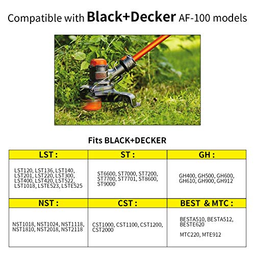 Mosloly AF-100 Trimmer Spool for Black + Decker Autofeed System Replacement Durable String Trimmer Edger, 30ft 0.065\" Line String Trimmer (6 Replacement Spool, 1 Spool Cap, 1 Spring)