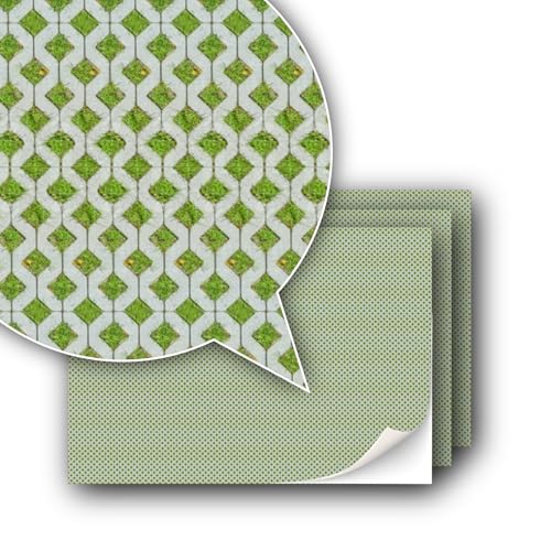 3 Sheets Self-Adhesive Decorative Film Paving Stones and Surfaces for Model Making in Scale 1:87 Scale H0 (UK: 3.5 mm Scale) (Lawn Paving Stones)