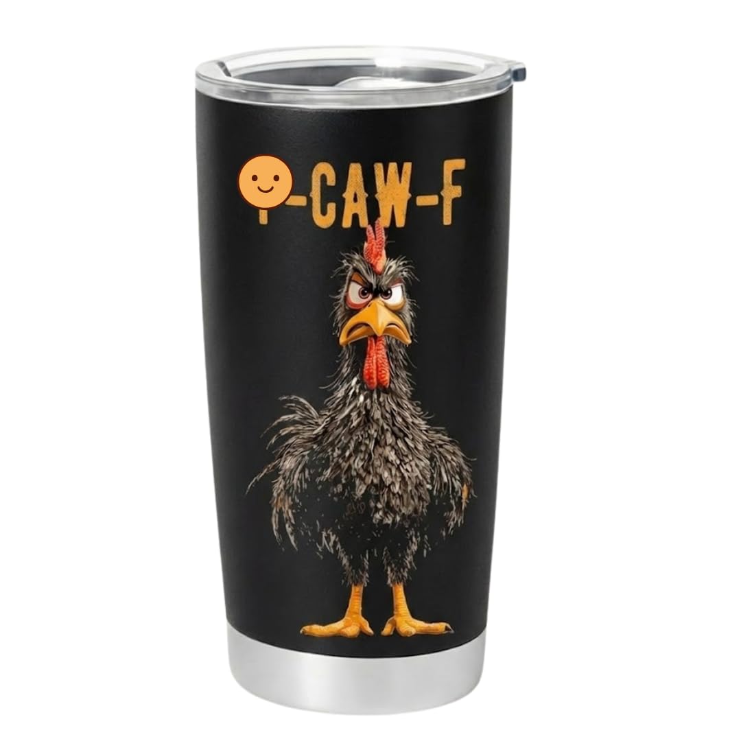 Personalized Funny Chicken Tumbler Stainless Steel 20oz 30oz 40oz CAW-F Rooster Insulated Travel Cup Humorous Drinkware Gift for