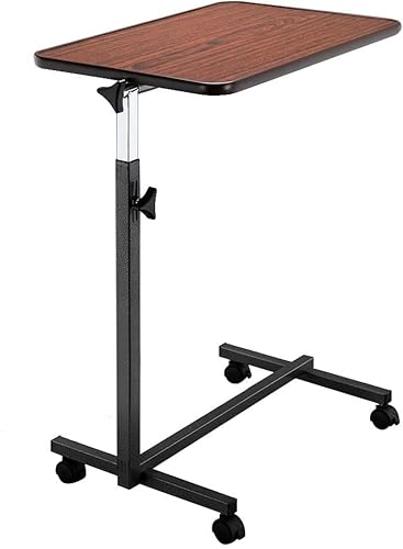 Miniatura 9 de Mesa auxiliar móvil ajustable en altura, mesita de noche portátil con ruedas, bandeja de comida para laptop con parte superior inclinable