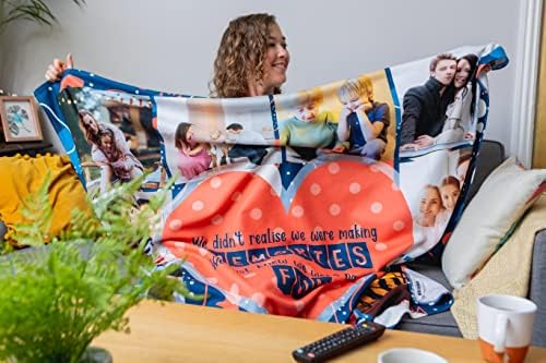 L&S PRINTS Extra Large Personalised Dog Photo Blanket | Pet Paw Print Design Custom Fleece Throw | Memorable Pet Collage Blanket | 150cm x 150cm King Size Blanket | Made In England