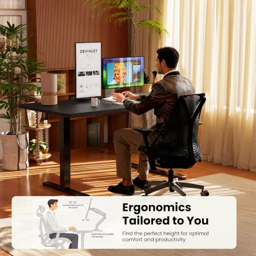 Image of ErGear Height Adjustable Electric Standing Desk, 63 x 28 Inches Sit Stand up Desk, Memory Computer Home Office Desk, Carbon Fiber Black