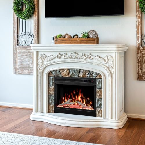 Image of R.W.FLAME 28 inch Electric Fireplace Insert, Adjustable 4 Flame Colors, 13 Log Colors, 5 Flame Speeds, Remote Control, Timer, Adjustable Temperature from 50F to 99F, 750W /1500W(28''X21'')
