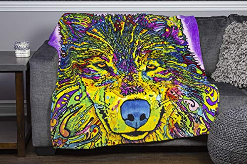 Dawhud Direct Colorful Wolf Fleece Blanket For Bed, 50" X 60" Dean Russo Ii Wolf Fleece Throw Blanket For Women, Men And Kids - Super Soft Plush Wolf Blanket Throw Plush Blanket For Wolf Lovers #TOP5