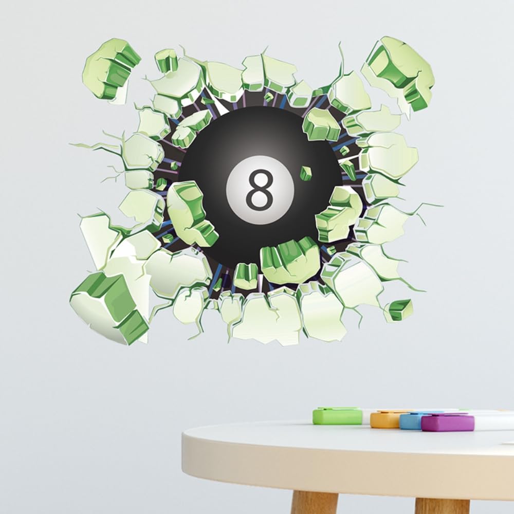 Broken Wall Sport, Basketball, Billiards, Football Stickers, Wall Stickers, Bedroom Wall Decoration, Orange( ) - Image 3