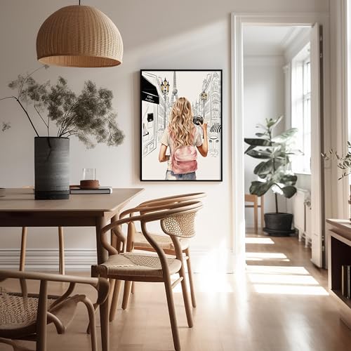 Image of Poster Master Lady With A Camera Print - Fashion Poster - Paris Art - Modern Wall Design - Chic Gift for Women & Fashionista - Glam Decor for Bedroom or Girl's Room - 18x24 Unframed Wall Art