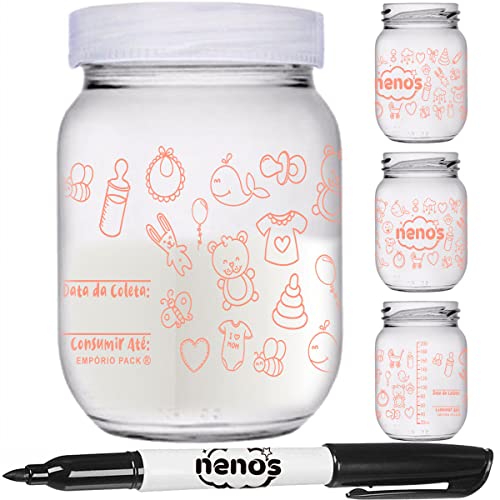 10 Potes Armazenar Leite Materno ou Papinha com Graduação e Caneta (267.BABY-ROSA)