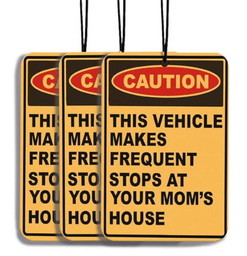 Funny Car Air Freshener Hanging 3pcs Funny Gifts Car Accessories for Men Interior CAUTION Stops at Your Moms House Cars Freshener Interior for Men Guys Funny Gifts(Real)