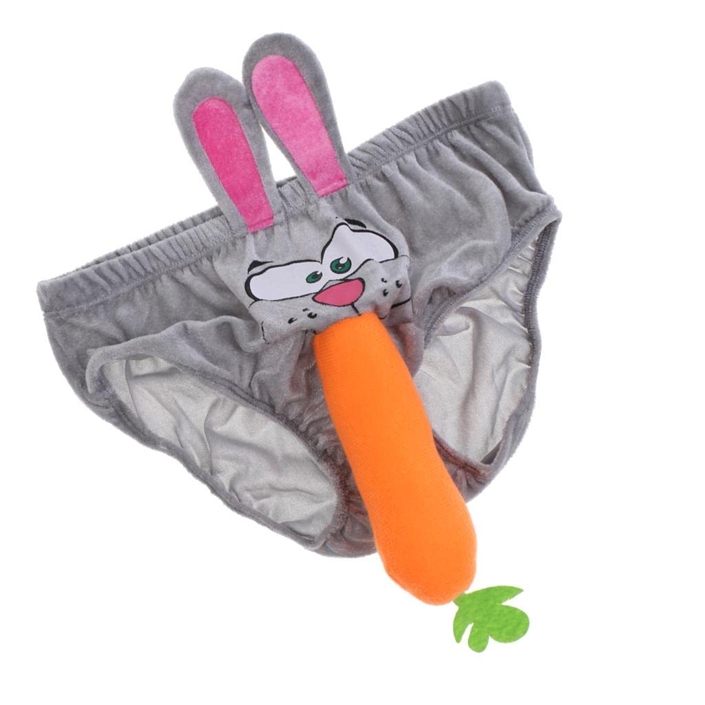 Image secondaire de chiwanji Hommes Slip Lapin Carotte sous-vêtement Drôle Cadeau pour Enterrement de Mariage, Gris, 1 unité, Une Taille, FR/ES, Bas