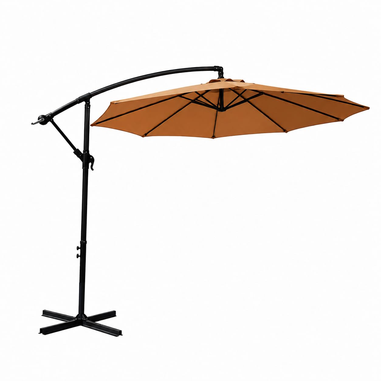 Sombrilla Terraza Exterior 3 m Lateral Inclinable 360° – Parasol Excéntrico de Jardín con Manivela, Mástil Lateral, Protección UV, Tejido Impermeable, Kaki (sin base)