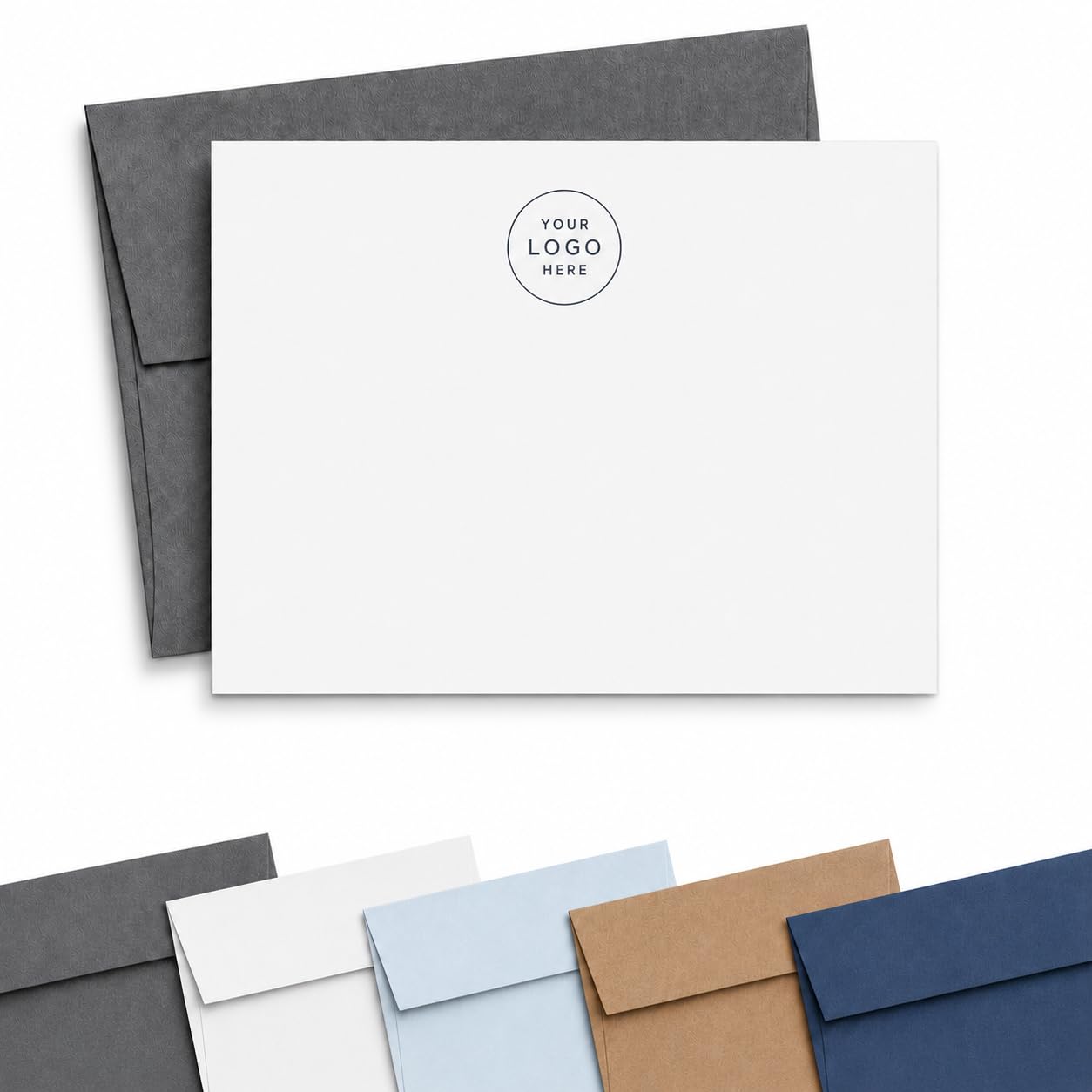 Custom Logo Notecards With Envelopes, Upload Your Own Logo Stationery Cards