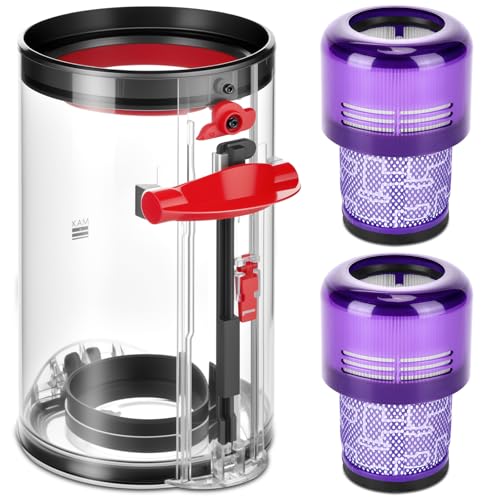 Upgraded Large Dust Bin Replacement & 2 HEPA Filter for Dyson V11 V15 SV14