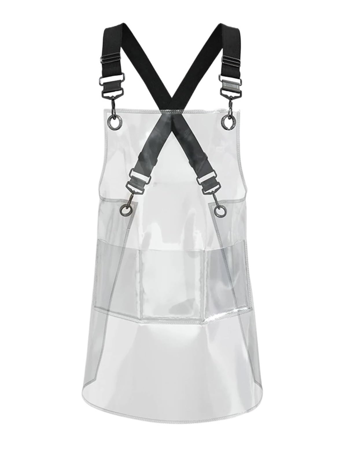 Delantal De Cocina Delantales de Chef Transparentes con 3 Bolsillos, Impermeables, for Cocina, peluquería, salón de uñas, Delantal Uniforme for Hombre y Mujer(Black,80cm)