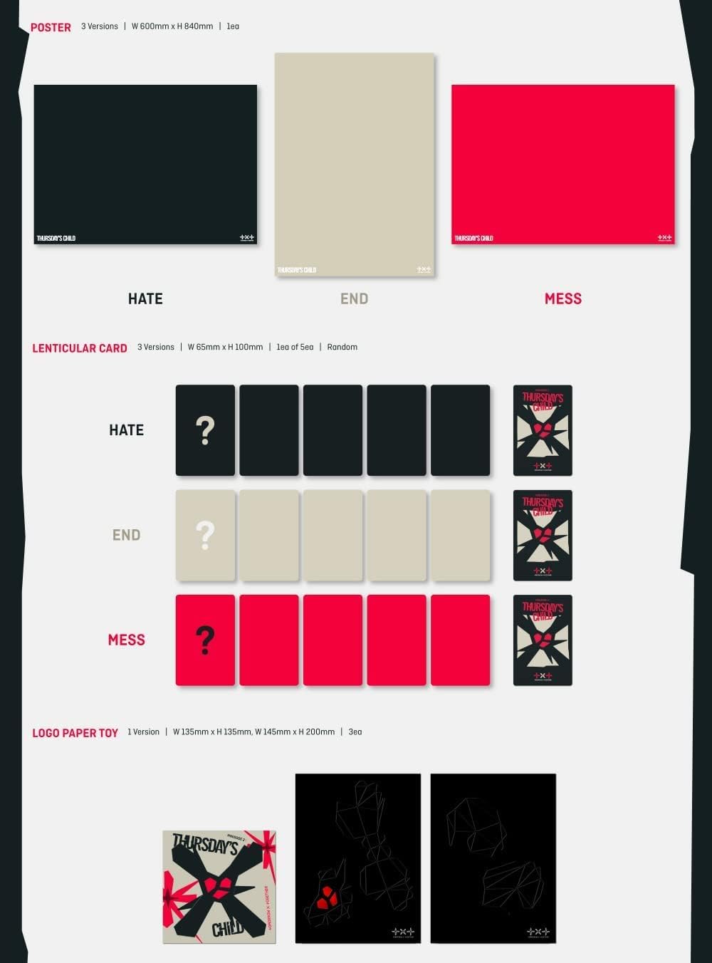 DREAMUS TXT - MINISODE 2 : Thursday's Child [Hate ver.] (4th Mini Album) Album+CultureKorean Gift(Decorative Stickers,Photocards,Top Loader Stcikers)