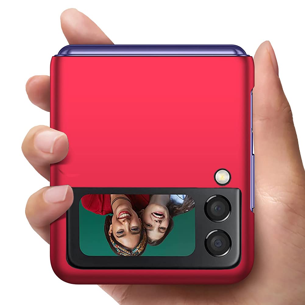 YIIWAY Compatible with Samsung Galaxy Z Flip 3 5G Case, Red Ultra Slim Case Hard Cover Shell Compatible with Samsung Galaxy Z Flip3 5G YW42398