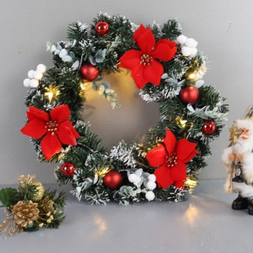 Christmas Wreath 30cm / 40cm / 45cm / 50cm Artificial Xmas Wreaths for Front Door Decorations Pumpkin Pinecone Ribbon Decorative Garland for Fall Autumn Winter Halloween Home Decor (F - 40cm)