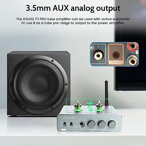 Image of KGUSS T3 PRO Vacuum Tube Amplifier Headphone Amp Bluetooth 5.1 QCC5125 chip with preamplifier Function Volume Adjustable mini Stereo Hi-Fi preamp Perfect for Home Audio Systems