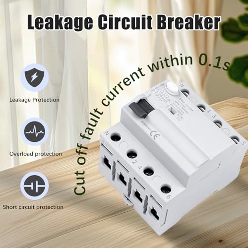 Miniatura 3 de Magnetotermico Interruptor Diferencial 63a 30ma 4 Polos Tipo Ac Rccb Disyuntor Ac 380v Rcd Diferencial Interruptor 4p 63a De Protección Gyl9-4p-63a-0.03a.