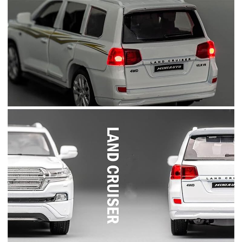 Image of PINQUE Kids New Car 1:32 Land Cruiser Diecast Alloy Metal Pull Back Car with Openable Doors Music Sound and Light Vehicle Toy Car for Boys (Multicolor)