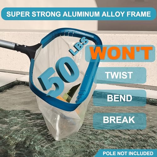 17.5\" Heavy Duty Ultra Fine Mesh Pool Pollen & Sand Skimmer Rake, Aluminum Frame Deep Nylon Net, Pool Net for Above Ground & In-ground Swimming Pools (No Pole)