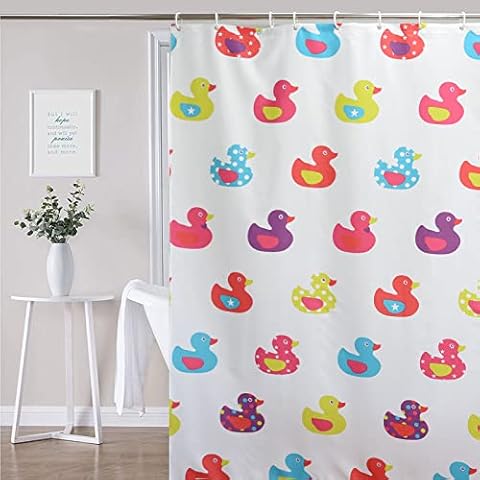 YISURE Little Duck Pattern Shower Curtain Cover