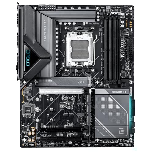 GIGABYTE X870E EAGLE X3D WIFI7 Scheda Madre – Supporta CPU AMD Ryzen 9000, VRM digitale a 14+2+2 fasi, fino a 9000 Hz DDR5 (OC), 1× PCIe 5.0 + 3× PCIe 4.0, Wi-Fi 7, LAN 5 GbE, USB 4 - Scheda madre - Immagine 1