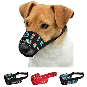 CollarDirect Dog Muzzle – Adjustable Soft Breathable Tribal Nylon Dog Mouth Guard Cover for Small, Medium and Large Dogs, Anti Chewing, Barking & Biting (Pattern 2; S)