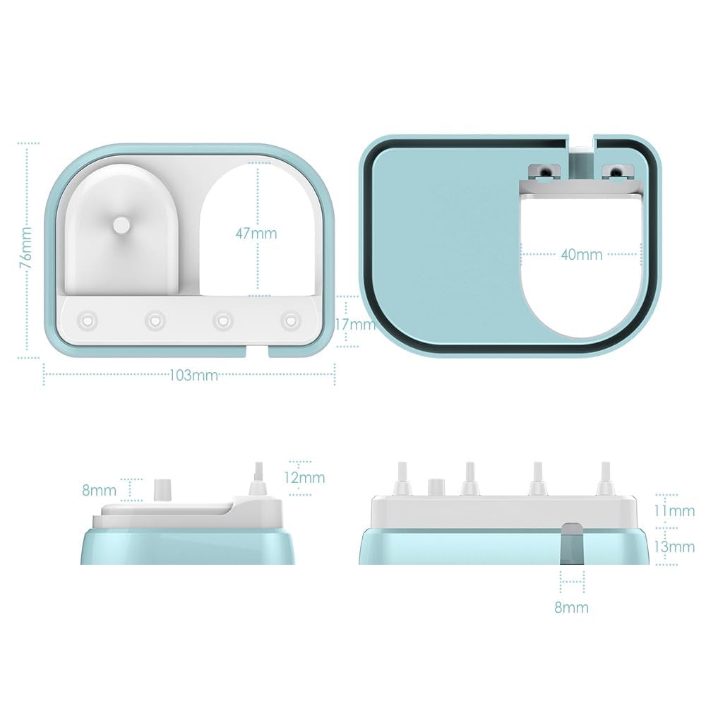 ANOTION Portaspazzolino postura, portaspazzolino elettrico, compatibile con Sonicare per 2 spazzolino elettrico e 4 testine di ricambio