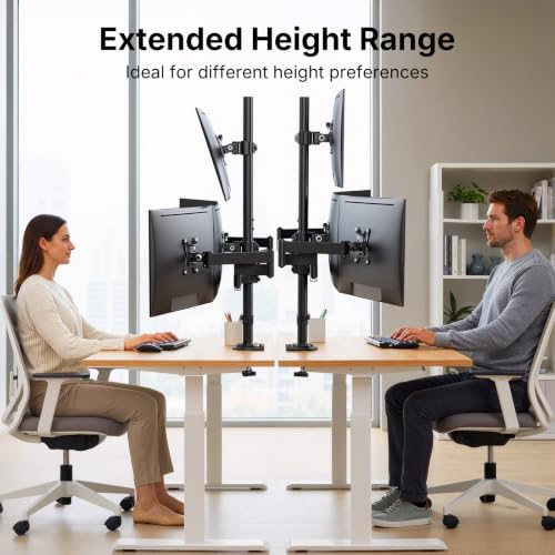 Image of HUANUO 4 Monitor Mount for 13-34 Inch Screens, Fully Adjustable Heavy Duty Monitor Desk Mount for 4 Screens with Swivel, Tilt, Rotation, Larger C-Clamp & Grommet Base, Each Arm Holds up to 22 lbs