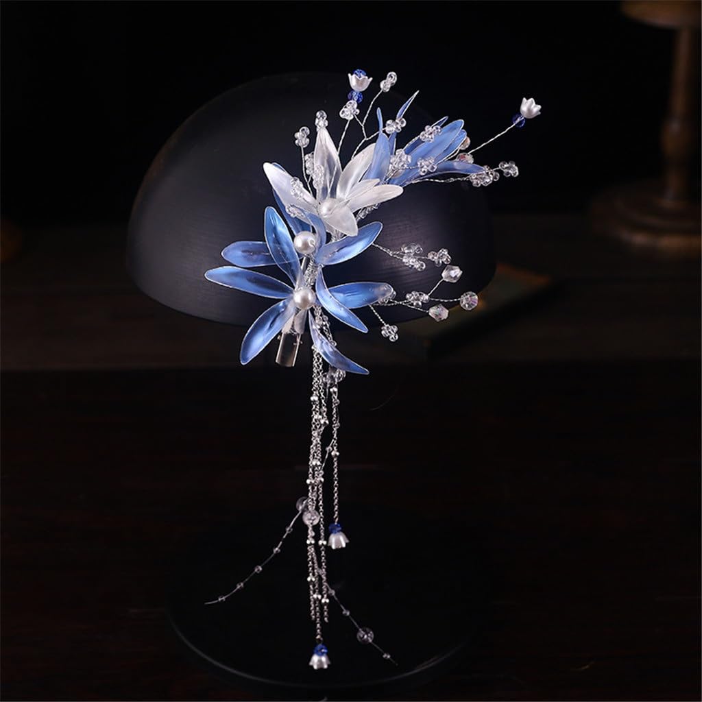 Bridal Headwear Mori Made Liquid Flower Fringe Hairpin Edge Clip Wedding Dress Hair Accessories