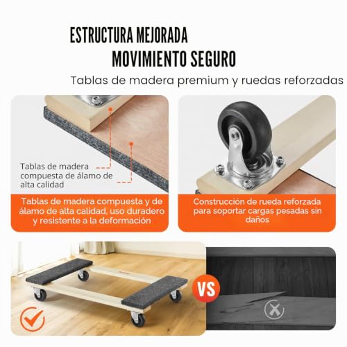 Carro móvil portátil VEVOR de 762x457,2 mm para la manipulación de cargas pesadas 5
