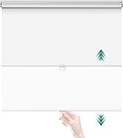 Vista 1 de Spring Roller Shades for Window,Blackout Blinds & Shades,Thermal Insulated Fabric,Cordless Systems Pull Down Window Shades,UV Protection,White,50" W