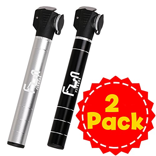 FunFitness Micro Bike Pump with Puncture Repair Kit & Glueless Bike Tire Patch - Mini Yet High Pressure Portable Bicycle Pump - Designed for Cycling Presta & Schrader Valve & Tube & Exercise Ball