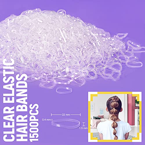 Elastic Hair Rubber Bands 3000Pcs, Tsmaddts 1500Pcs Clear Soft Elastics Hair Ties And 1500Pcs Black Mini Hair Rubber Bands With 2 Small Storing Bags(Pack About 100Pcs Small Hair Elastics) #TOP2