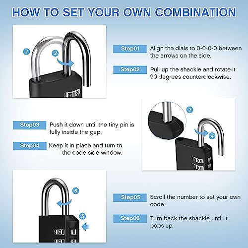 10 Pack Combination Lock Resettable 4 Digit Combination Padlock Waterproof Locker Locks Small Combo Locks Outdoor For School Gym Locker Fence Toolbox Gate Case Hasp Cabinet Storage (Multicolored) #TOP4