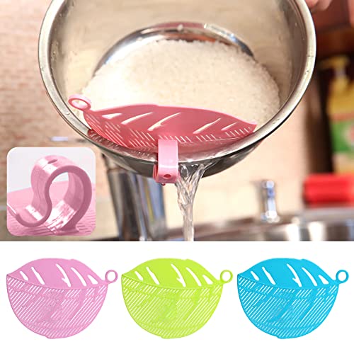 MUKUZI Silikon-Lebensmittelsieb,hitzebeständig,Schnellfilter, Silikonfilter für alle Töpfe und für Reis,Spaghetti, Pasta, Nudeln und Früchte (Pink-B, One Size) Cover