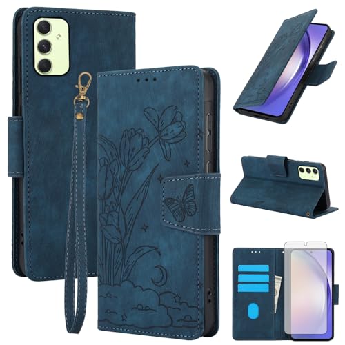 Coque pour A54 5G Asuwish bleue évite les rayures et chutes de mobile