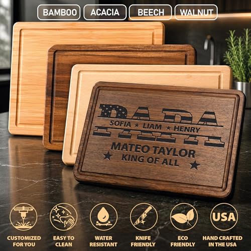 Tabla de cortar rectangular personalizada para papá con bandera USA miniatura 2