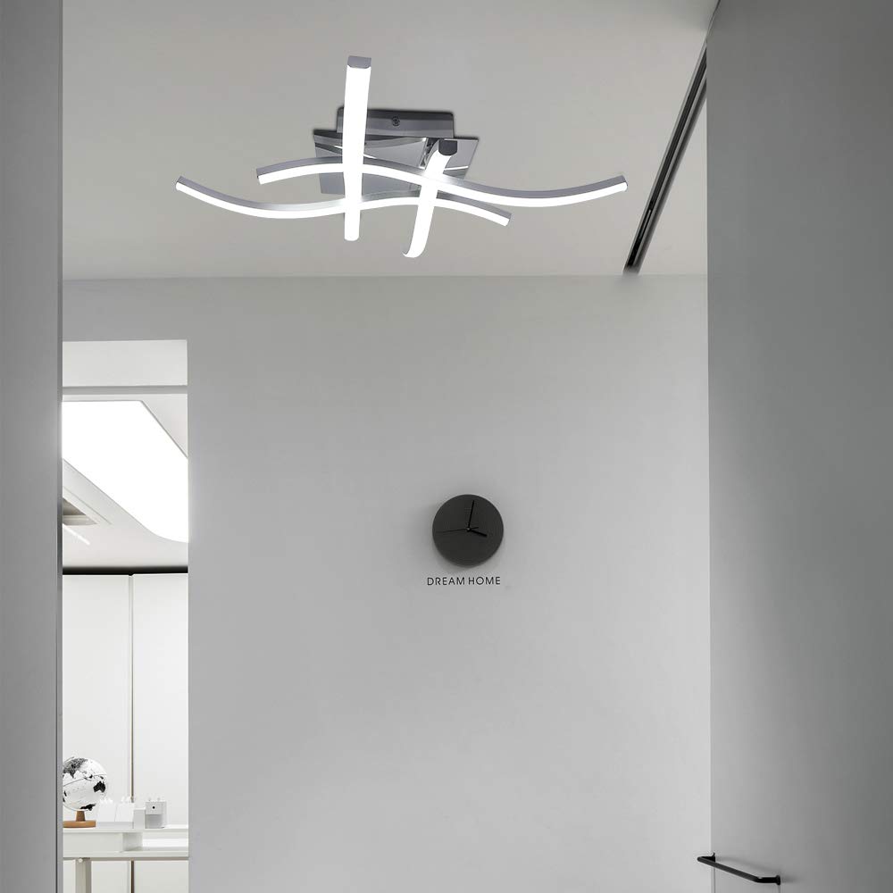 Plafoniera a LED luminosa 20W, lampada da soffitto moderna ed elegante con luce curva a 4 pezzi, 2000LM 6000K per illuminazione del corridoio del portico