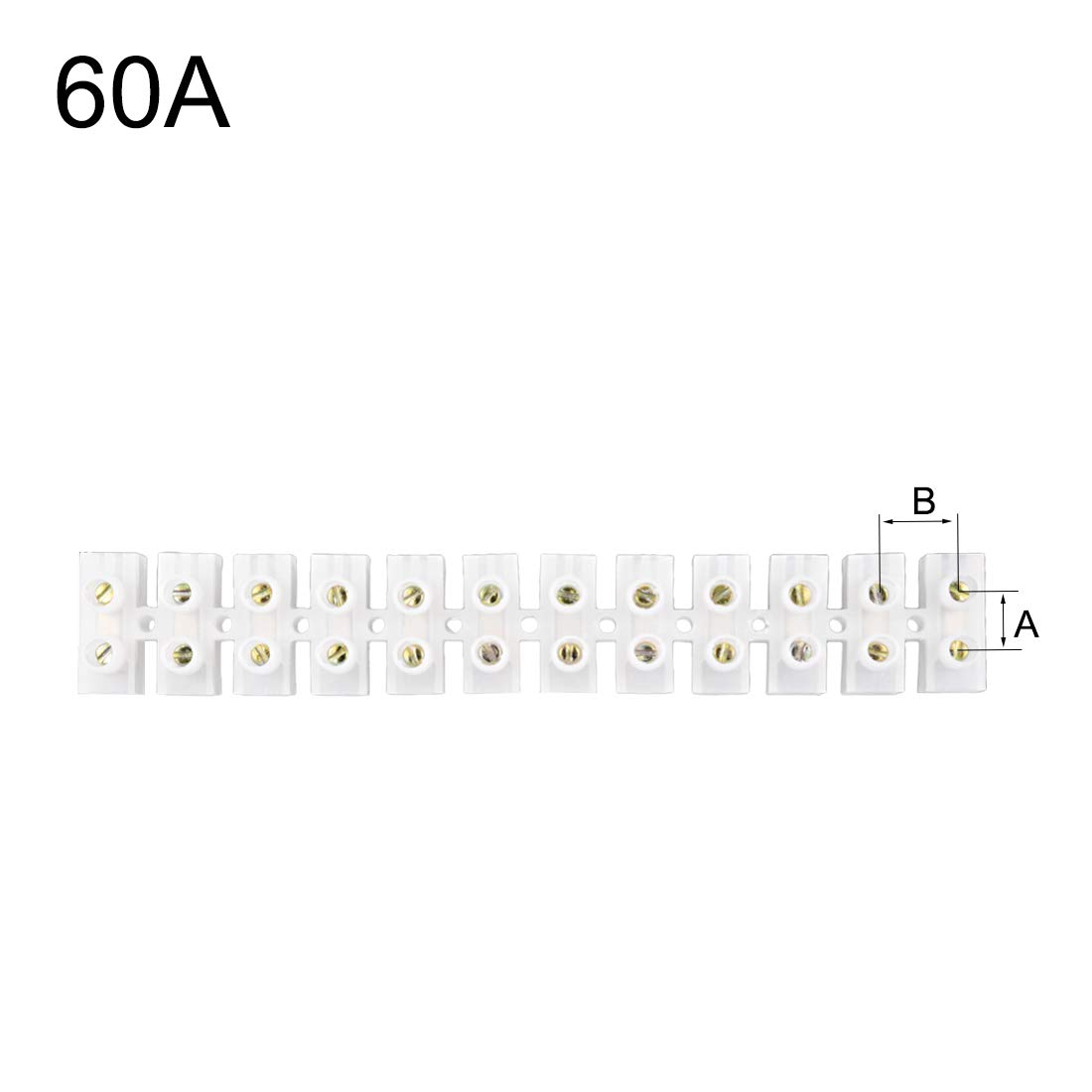 uxcell Terminal Strip Screw Terminal Barrier Block 60A 12 Position Dual Row Type H Wire Connector