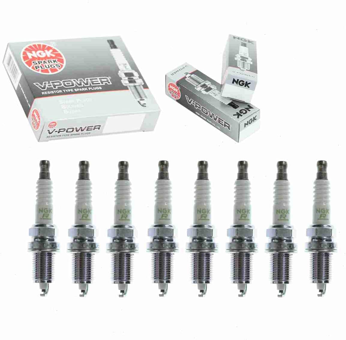 8 pc NGK V-Power Spark Plugs compatible with Dodge Ram 1500 5.2L 5.9L V8 1997-2003
