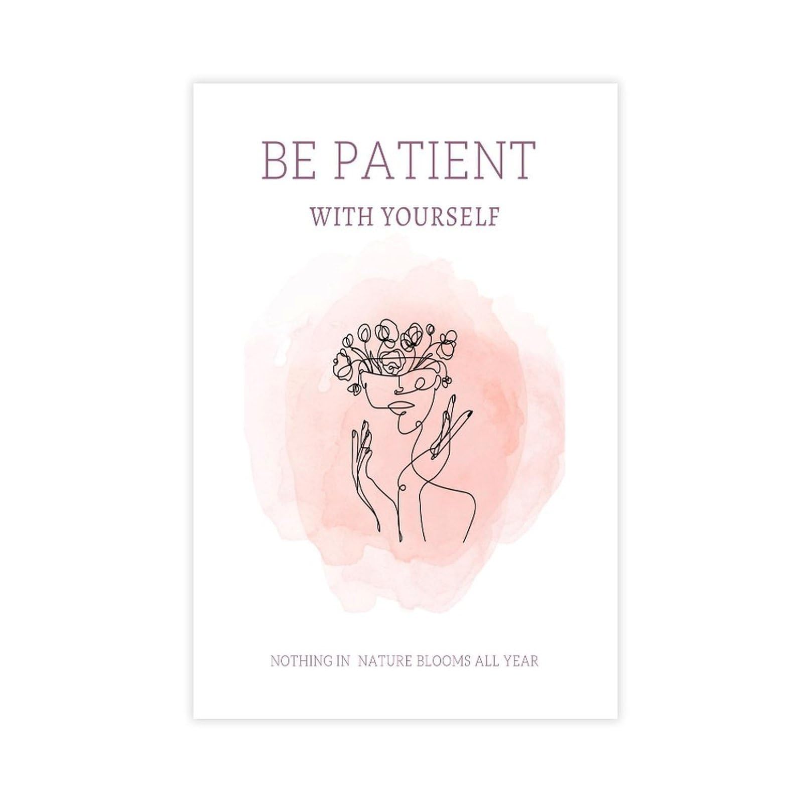 GJtyRFH Self - Patience & Nature's Timing Mental Health Wall Art Canvas Art Wall Decor Posters Home Bar Restaurant Garage Cafe Logo Gift 12" L X 18" W