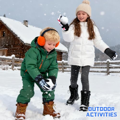 Image of Jansun 3 Pairs Kids Winter Gloves Warm Outdoor Windproof Adjustable Gloves Toddler Snowboard Gloves for Cold Weather Boy Girl Children