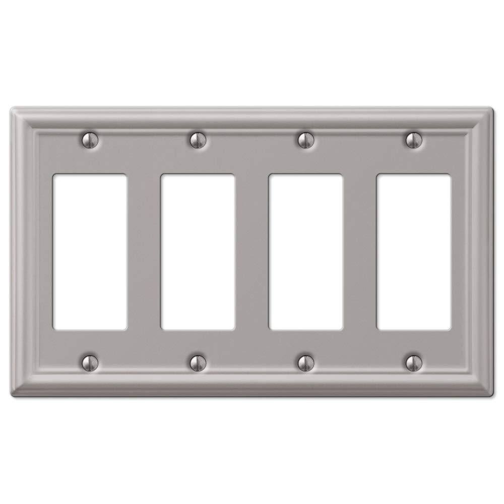 AmerTac 149R4BN Chelsea Steel Quad Rocker-GFCI Wallplate, Brushed Nickel