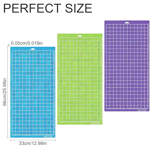 Euablfo 3 Stück Schneidematte, 30,5 x 61 cm Ersatz Schneidematte, Schneideunterlage Basteln, Selbstklebende Schneidematten für Cricut Maker/Explore Air 2 Zubehör