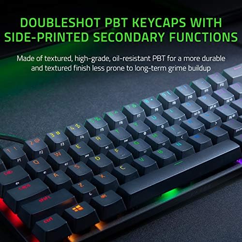 Razer Huntsman Mini 60% Gaming Keyboard: Linear Optical Switches - Aluminum Top Frame - Chroma RGB Lighting - PBT Keycaps - Onboard Memory - Snap Tap - Black - 2