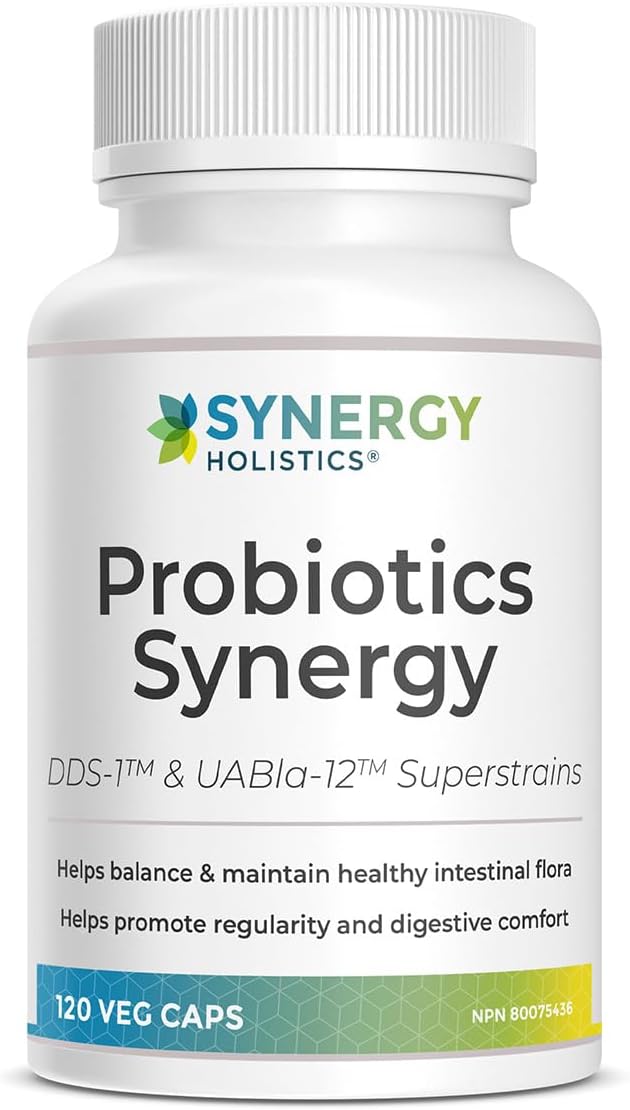 Synergy Holistics Probiotics Synergy | Clinically Validated DDS-1® & UABla-12™ Probiotic for Digestion, Gut Health & IBS Relief - Bloating & Constipation Support | 120 Veg Caps
