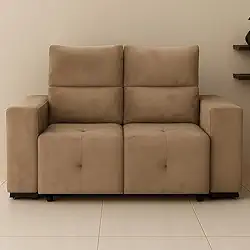 Sofá Retrátil Reclinável 2 Lugares Cancun em Veludo Pavia (BEGE)