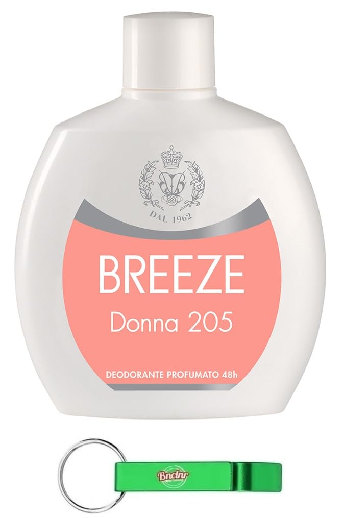Breeze Donna 205 - Desodorante para mujer (12 unidades, sin gas y sin sales de aluminio, desodorante perfumado de 48 horas, 100 ml, incluye llavero Beni Culinari gratuito)