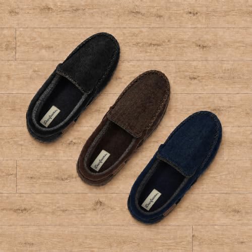 Image of Dearfoams Men's Keaton Moccasin House Shoes With Memory Foam, Indoor Slippers With Wide Widths